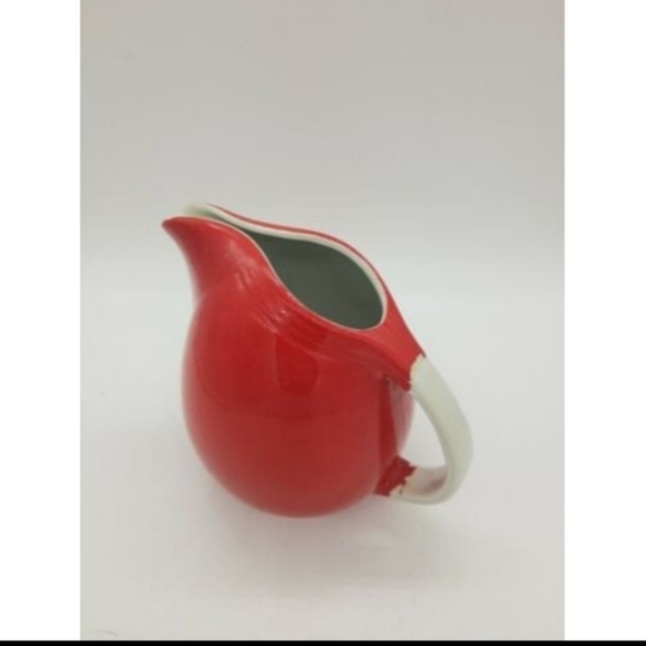 Vintage Hall's Superior Quality Kitchenware Red and White Jug Creamer 5" - Picture 3 of 13